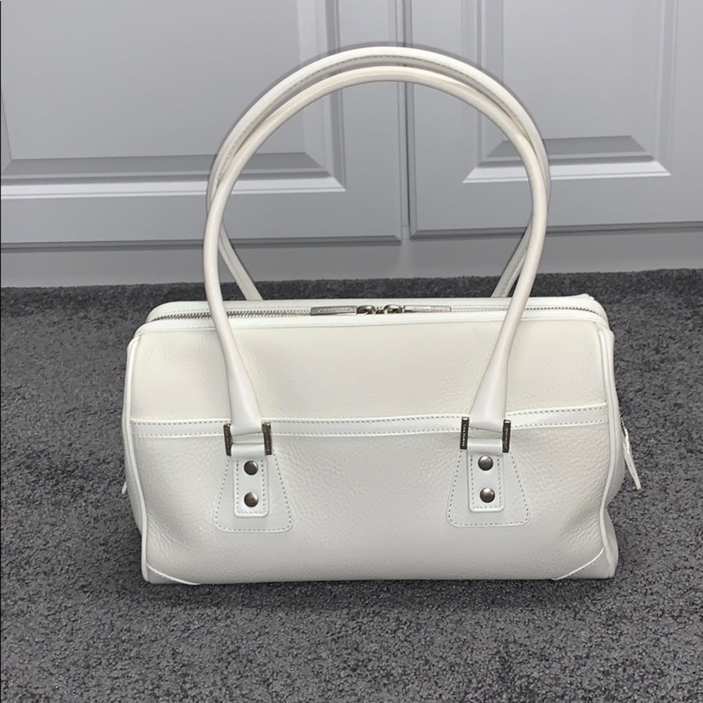 Burberry vintage white leather satchel